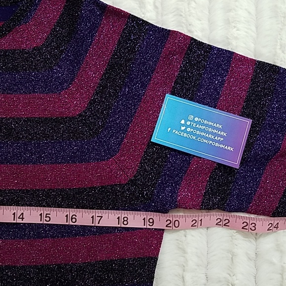 Kasper & Company ASL Purple striped Metallic thread sweater Lg. - Picture 6 of 8